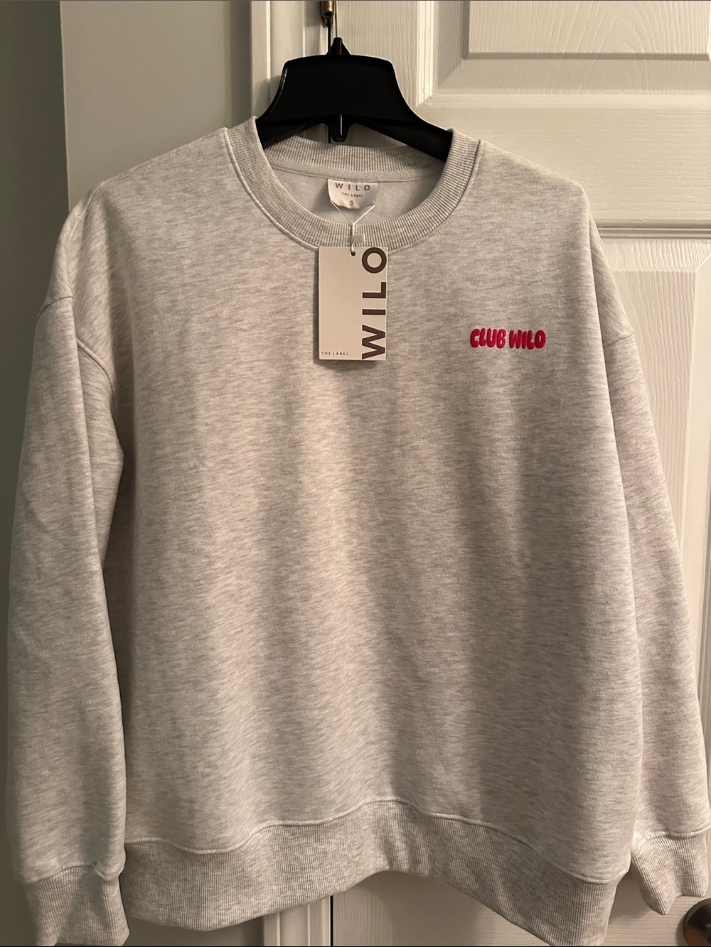 Wilo ‘Club Wilo’ Light Gray Crewneck Sweatshirt- new with tags! Women’s Small